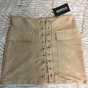 Misspap suede lace up skirt
